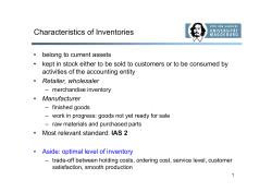 Characteristics of Inventories