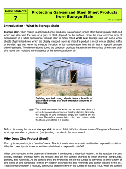 Protecting Galvanized Steel Sheet Products from Storage Stain