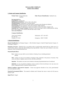 Draft Quicklime MSDS