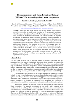 Hemocomponents and Hemoderivatives Ontology