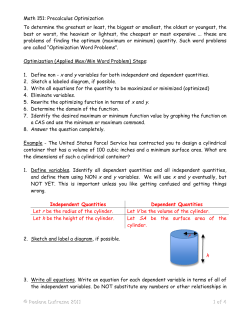 Precalc Optimization Asst