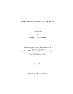 THE RELIGIOUS FOUNDATIONS OF CIVIC VIRTUE A Dissertation