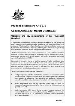 Draft APS 330 - Australian Prudential Regulation Authority