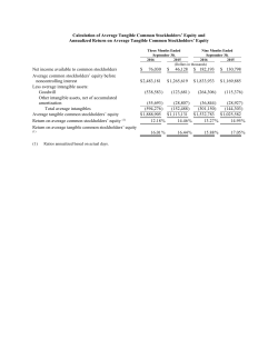 Calculation of Average Tangible Common Stockholders` Equity and