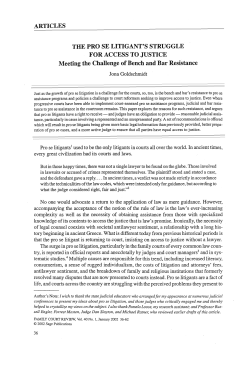 The Pro Se Litigant`s Struggle for Access to Justice