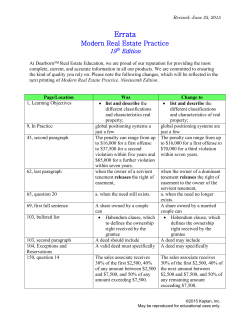 Errata - Eastern Connecticut Association of REALTORS