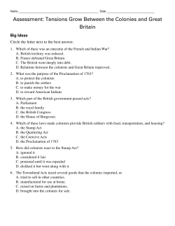 Assessment: Tensions Grow Between the Colonies and Great Britain