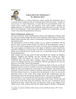Hikmatul Akbar Parliamentary is a kind of democracy system