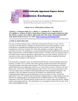 CRITICALLY APPRAISED PAPER (CAP) Clemson, L