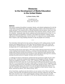 Obstacles to the DeveloPm~t of Media Education in the United States