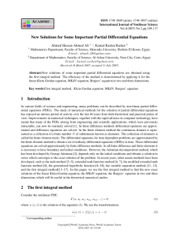 New Solutions for Some Important Partial Differential Equations 1