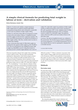 ORIGINAL ARTICLES A simple clinical formula for predicting fetal