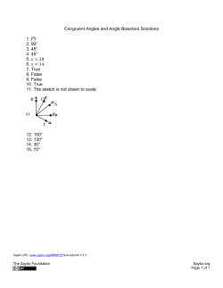 Congruent Angles and Angle Bisectors Solutions