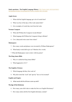 Study questions: The English Language History http://www.open
