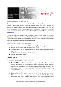 An Introduction to Turnitin Rubrics Rubrics are more commonly