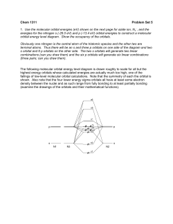 Chem 1311 Problem Set 5 1. Use the molecular orbital energies (eV