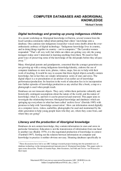 Computer Databases and Aboriginal Knowledge