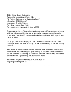 Title: Anglo Karen Dictionary Author: Rev. Jonathan Wade, D.D. * A