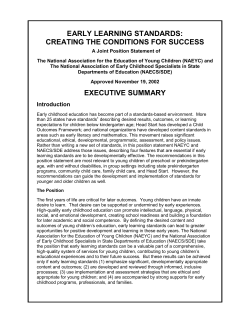 Early Learning Standards: Creating the Conditions for