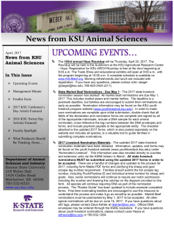 News from KSU Animal Sciences - K-State Animal Science