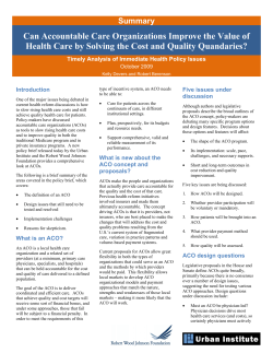 Can Accountable Care Organizations Improve the