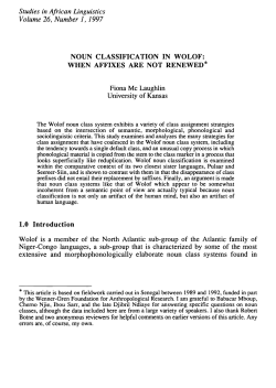 Noun classification in Wolof: When affixes are not renewed.