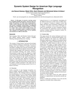 dynamic system design for american sign language recognition