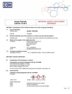 Acetyl Chloride CAS No 75-36-5 MATERIAL SAFETY DATA SHEET