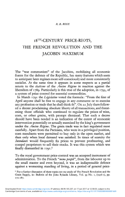 18th-Century Price-Riots, the French Revolution and the Jacobin