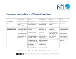 Disarmament Measures Taken by NPT Nuclear Weapon States
