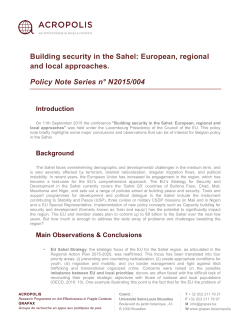 Building security in the Sahel: European, regional and local