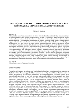 THE INQUIRY PARADOX: WHY DOING SCIENCE DOESN`T