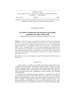ANNALES The effect of magnesium and nitrogen on the