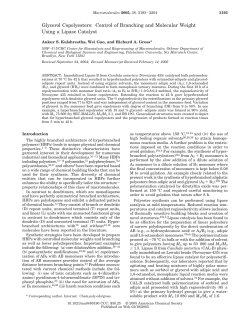 Glycerol Copolyesters: Control of Branching and Molecular Weight