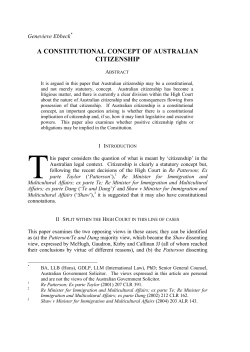 A Constitutional Concept of Australian Citizenship