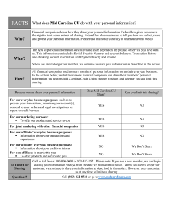 FACTS What does Mid Carolina CU do with your personal
