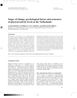 Stages of change, psychological factors and awareness of physical
