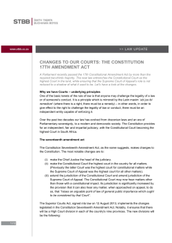CHANGES TO OUR COURTS: THE CONSTITUTION 17TH