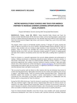 TEACH FOR AMERICA DEPLOYS LARGEST