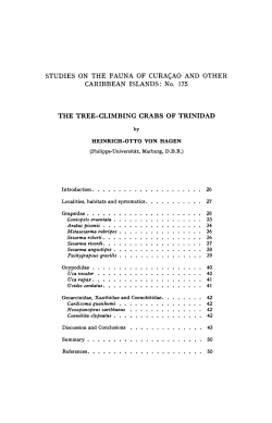 The tree-climbing crabs of Trinidad Goniopsis cruentata angustipes
