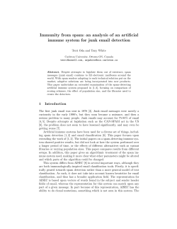 Immunity from spam: an analysis of an artificial immune system for