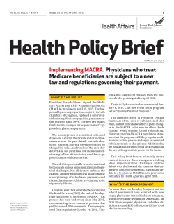 Implementing MACRA. Physicians who treat