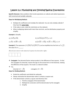 Lesson 5.2: Multiplying and Dividing Radical