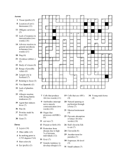 Across 1 Tissue (prefix) (5) 8 Location of sow`s thermostat (12) 11
