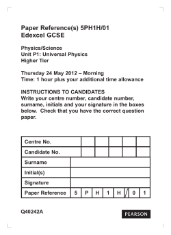 Paper Reference(s) 5PH1H/01 Edexcel GCSE