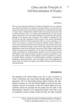 China and the Principle of Self-Determination of Peoples