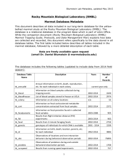 Rocky Mountain Biological Laboratory (RMBL) Marmot Database