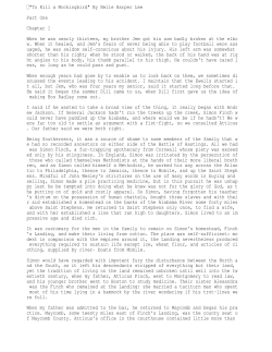 "To Kill a Mockingbird" By Nelle Harper Lee Part One Chapter 1