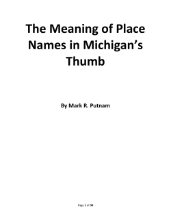The Meaning of Place Names in Michigan`s Thumb