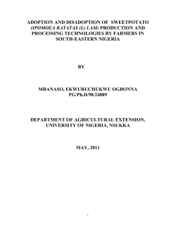 ADOPTION AND DISADOPTION OF SWEETPOTATO (IPOMOEA